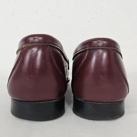 Etienne Aigner Burgundy Leather Penny Loafers Vintage 7N Narrow - Picture 7 of 14